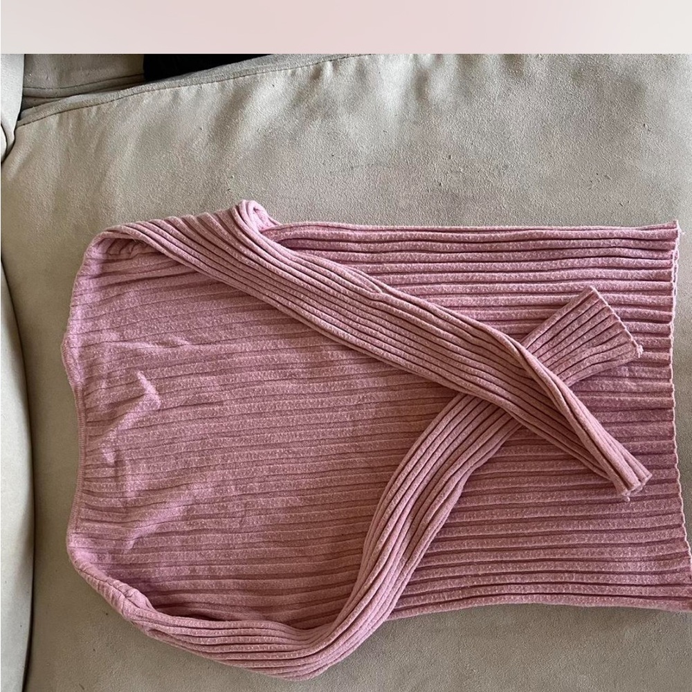 Pink Ribbed Women's Sweater - Picture 2 of 2